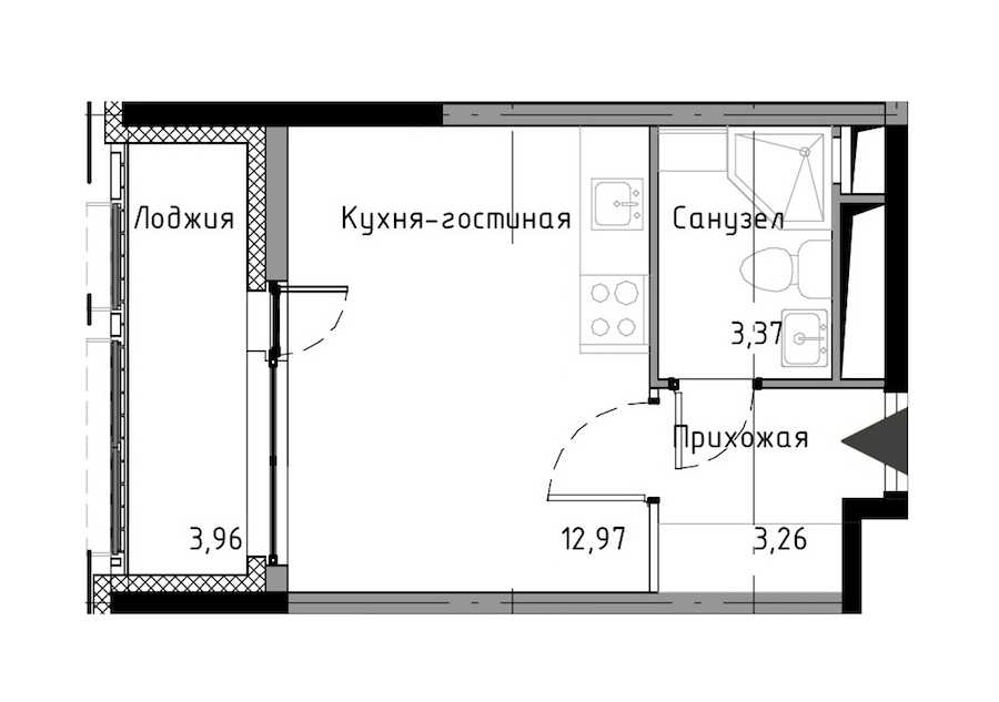 Студия в : площадь 21.58 м2 , этаж: 5 – купить в Санкт-Петербурге